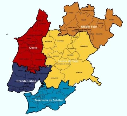 Alcochete, Almada, Amadora, Barreiro, Cascais, Lisboa, Loures, Mafra, Moita, Montijo, Odivelas, Oeiras, Palmela, Seixal, Sesimbra, Setúbal, Sintra, Vila Franca de Xira, Abrantes, Constância, Ferreira do Zêzere, Mação, Tomar, Vila Nova da Barquinha, Vila de Rei, Almeirim, Alpiarça, Azambuja, Benavente, Cartaxo, Chamusca, Golegã, Salvaterra de Magos, Santarém, Alenquer, Arruda dos Vinhos, Cadaval, Lourinhã, Sobral de Monte Agraço, Torres Vedras,